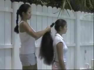 Cecelia and Trinty Dual Long Hair Brushing: Free sex 17