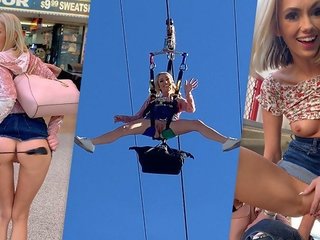 Blonde Teen Sky Pierce Public dirty video thereafter Showing Pussy to Crowd POV