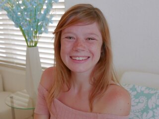 Pleasant Teen Redhead with Freckles Orgasms During Casting
