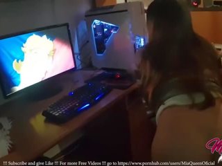 Little Teen Fucked Watching Hentai Lesbian X rated movie before Sleep ! - MiaQueen